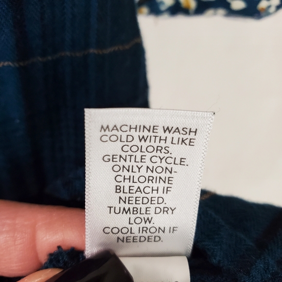 J. Jill Shirt Dress Plaid Floral Cotton Gauzy Button Front Flip Cuff Pockets MP - Picture 8 of 13